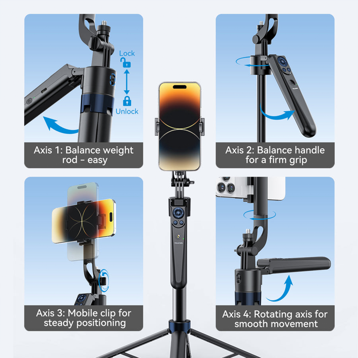 Buy Intelligent Auto Tracking Tripod P3-MS-01 by TELESIN at SASKA Trading , Dubai UAE