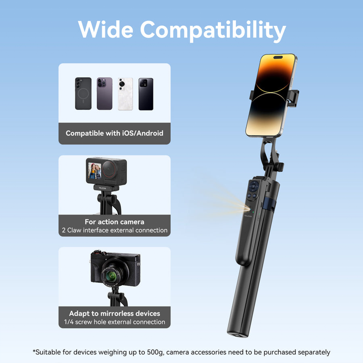 Buy Intelligent Auto Tracking Tripod P3-MS-01 by TELESIN at SASKA Trading , Dubai UAE