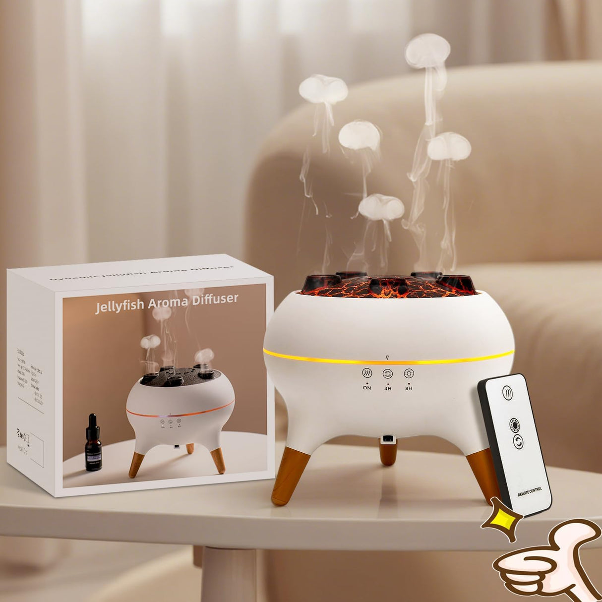 Jellyfish Aroma Diffuser | 7-Color LED Essential Oil Humidifier with Remote Control