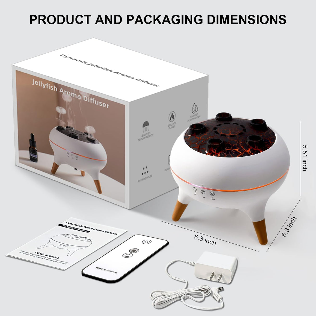 Jellyfish Aroma Diffuser | 7-Color LED Essential Oil Humidifier with Remote Control