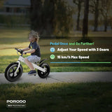 JoyCruiser Kids Electric Bike with 3 Gears and 2600mAh Battery with 6.5” Nonslip Wheels by Porodo