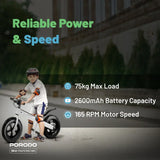 JoyCruiser Kids Electric Bike with 3 Gears and 2600mAh Battery with 6.5” Nonslip Wheels by Porodo