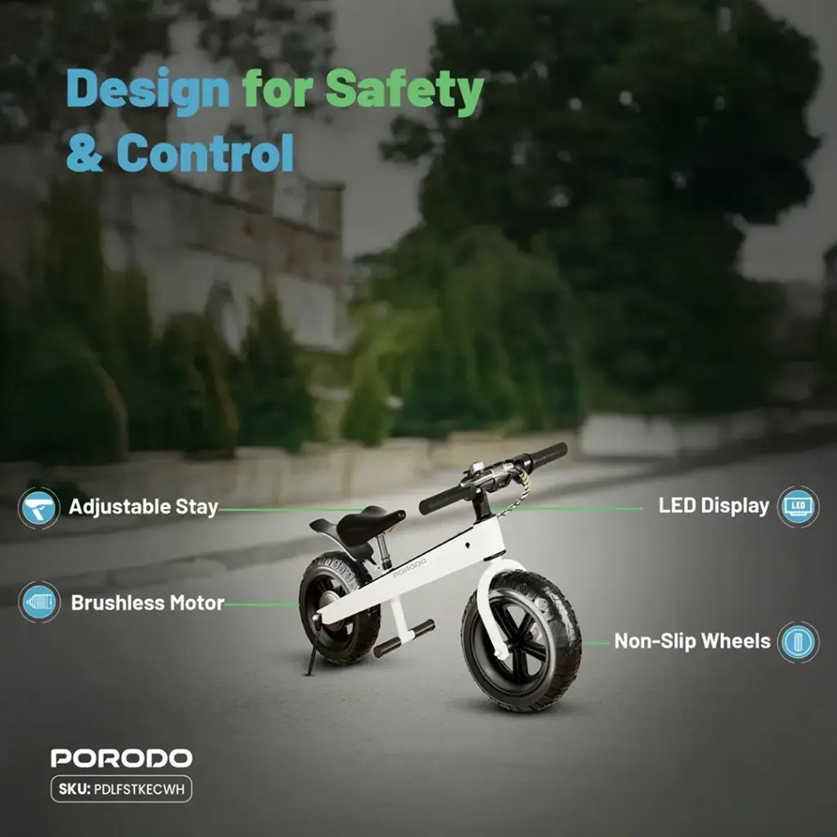 JoyCruiser Kids Electric Bike with 3 Gears and 2600mAh Battery with 6.5” Nonslip Wheels by Porodo