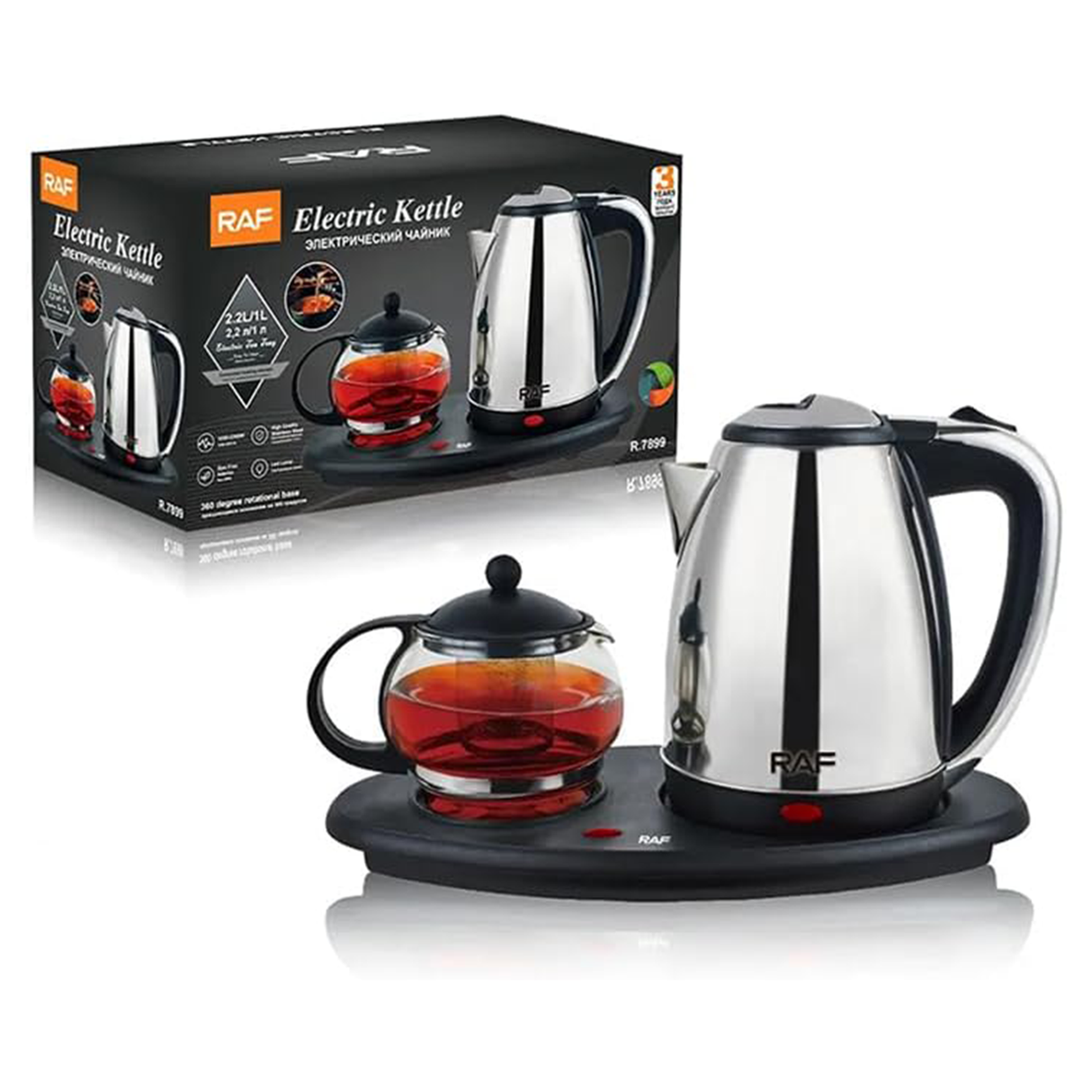 Kettle with Glass Teapot Set – 2.2 L Electric Water Boiler by RAF