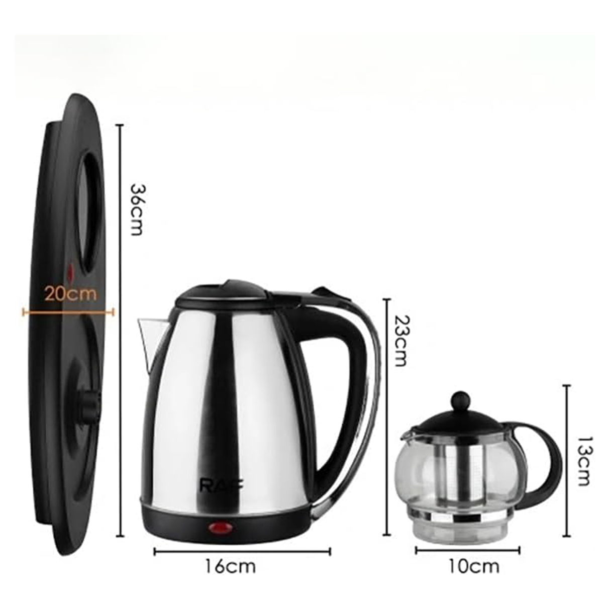 Kettle with Glass Teapot Set – 2.2 L Electric Water Boiler by RAF