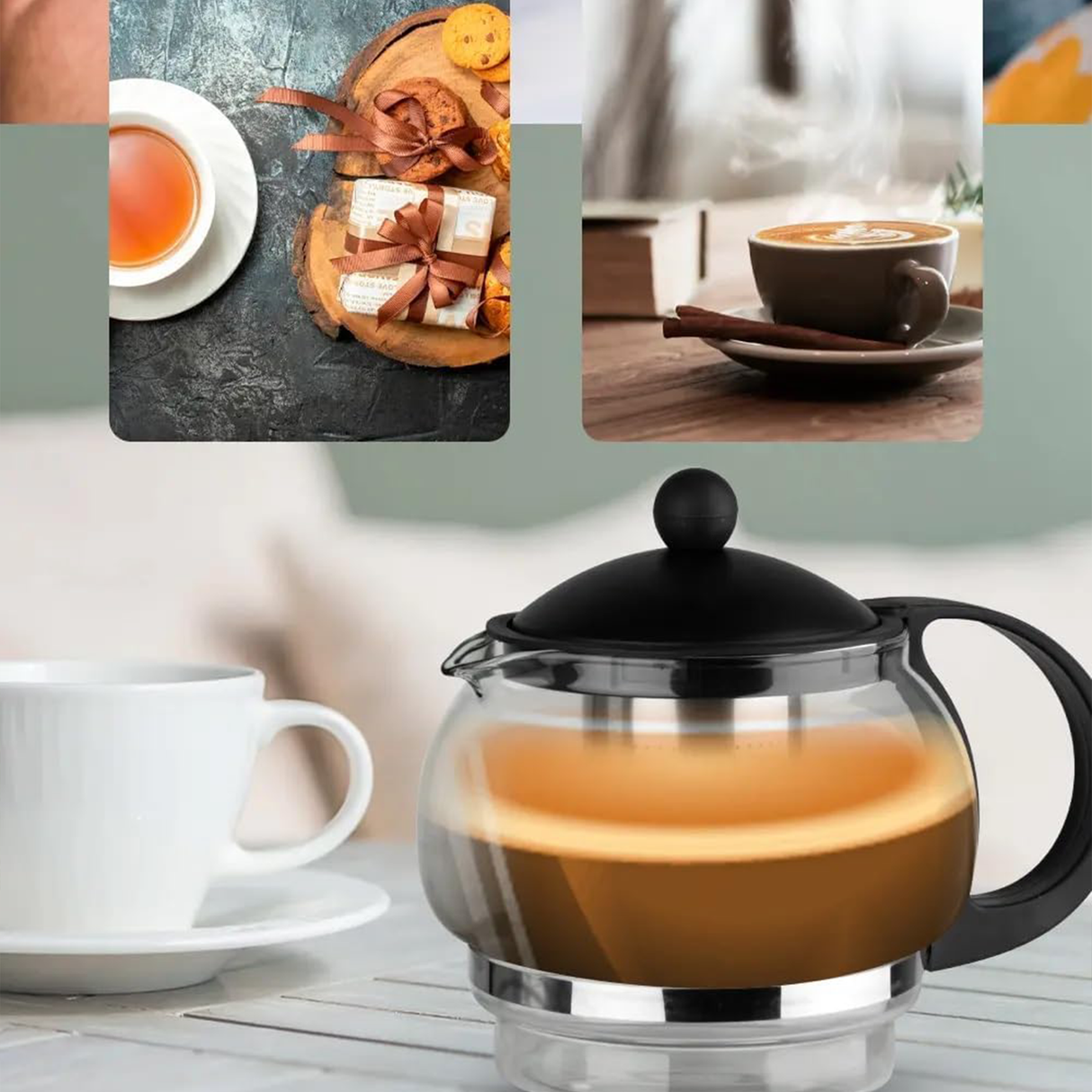 Kettle with Glass Teapot Set – 2.2 L Electric Water Boiler by RAF