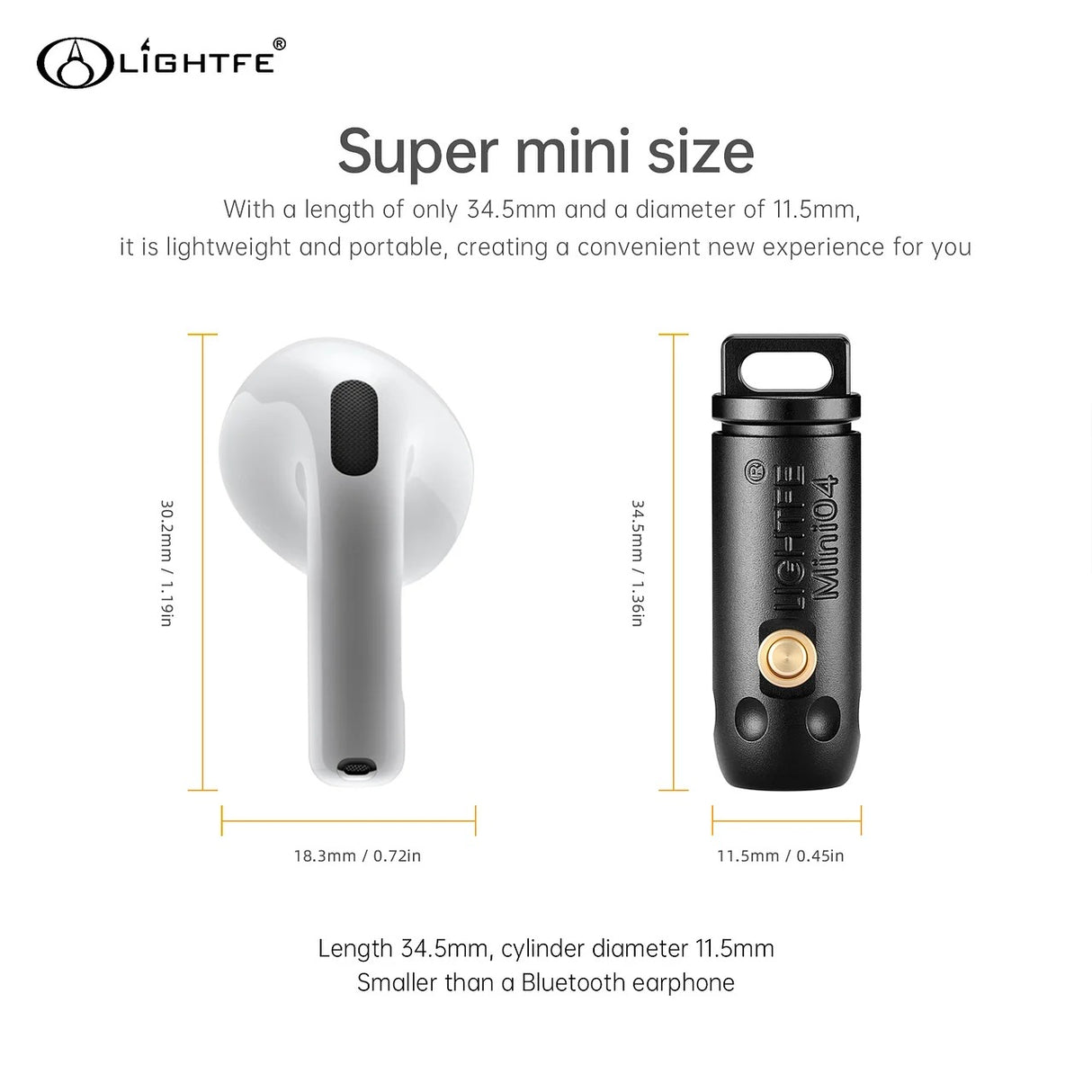 Keychain Flashlight Mini04 Ultra-Compact, LED Torch 4 Modes, IPX7 Waterproof Pocket, EDC Light for Camping Hiking