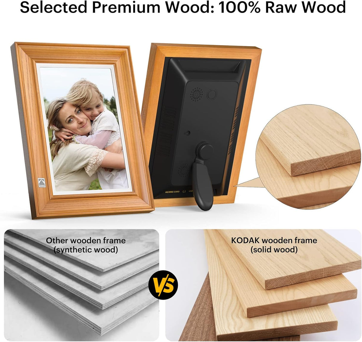 KODAK FHD Digital Photo Frame SASKA Premium wood digital photo frame