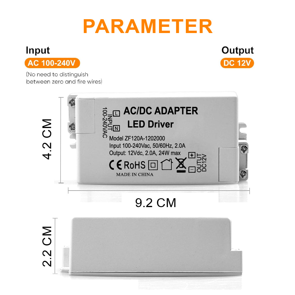 LED Driver 12V 24W 2A - AC DC ADAPTER - SASKA