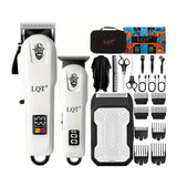 3-IN-1 Professional Cordless Hair Clippers for Men, T-Blade Trimmer, Electric Shaver, 8 Guide Combs, for Hair Cutting, Beard Trimming, Grooming Kit by LQT - saska =- saska.ae
