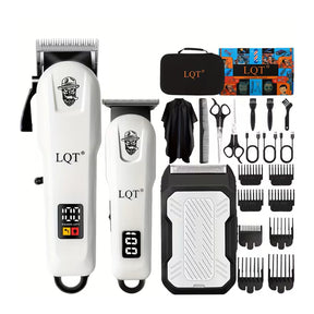 3-IN-1 Professional Cordless Hair Clippers for Men, T-Blade Trimmer, Electric Shaver, 8 Guide Combs, for Hair Cutting, Beard Trimming, Grooming Kit by LQT - saska =- saska.ae