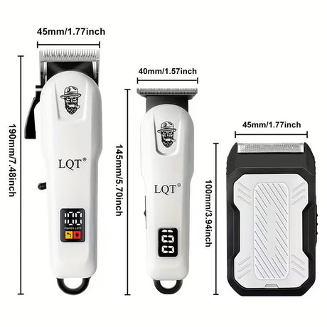3-IN-1 Professional Cordless Hair Clippers for Men, T-Blade Trimmer, Electric Shaver, 8 Guide Combs, for Hair Cutting, Beard Trimming, Grooming Kit by LQT