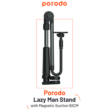 Lazy Bracket Magnetic Phone & Tablet Stand – 92cm Flexible Arm, Black by Porodo | Phone & Tablet Stand | SASKA Trading