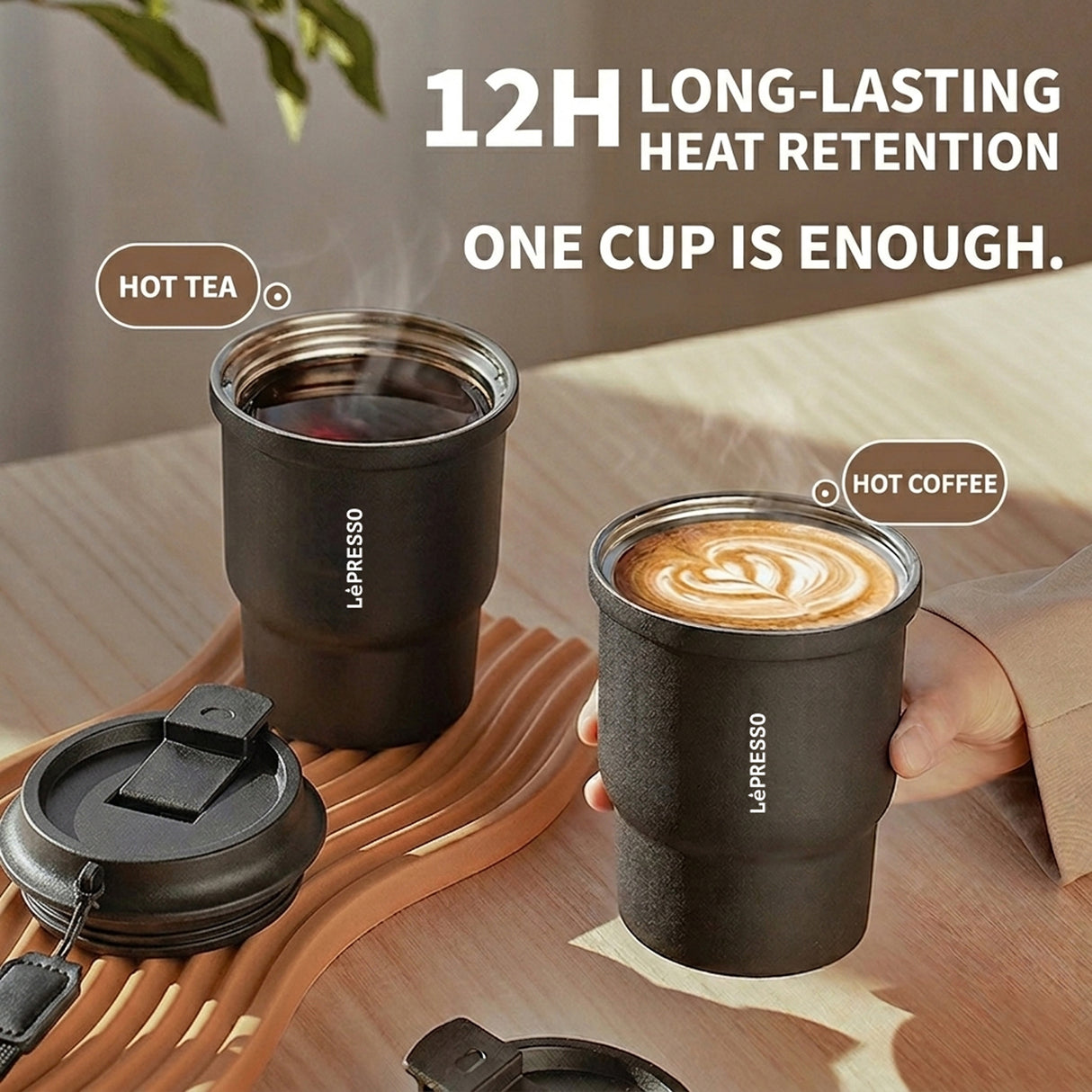 Thermo Brew Insulated Tumbler Urban Coffee Mug 450ml, Stainless Steel Double Wall Travel Coffee Cup by LePresso