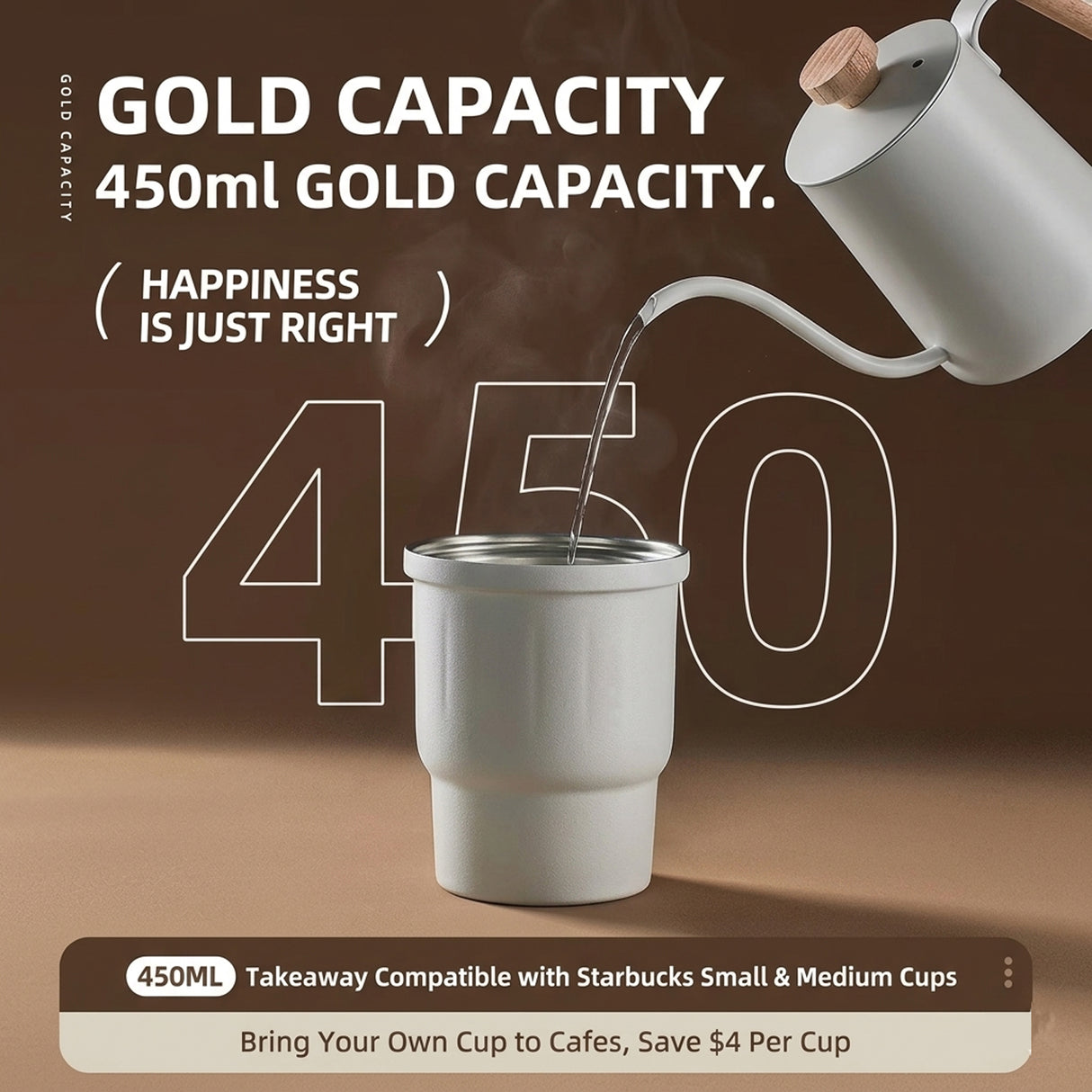 Thermo Brew Insulated Tumbler Urban Coffee Mug 450ml, Stainless Steel Double Wall Travel Coffee Cup by LePresso
