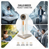 Lifestyle Chillo Breeze Pocket Turbo Fan 3000mAh Rechargeable Portable Fan with 100 Speed Levels & Digital Display by Porodo