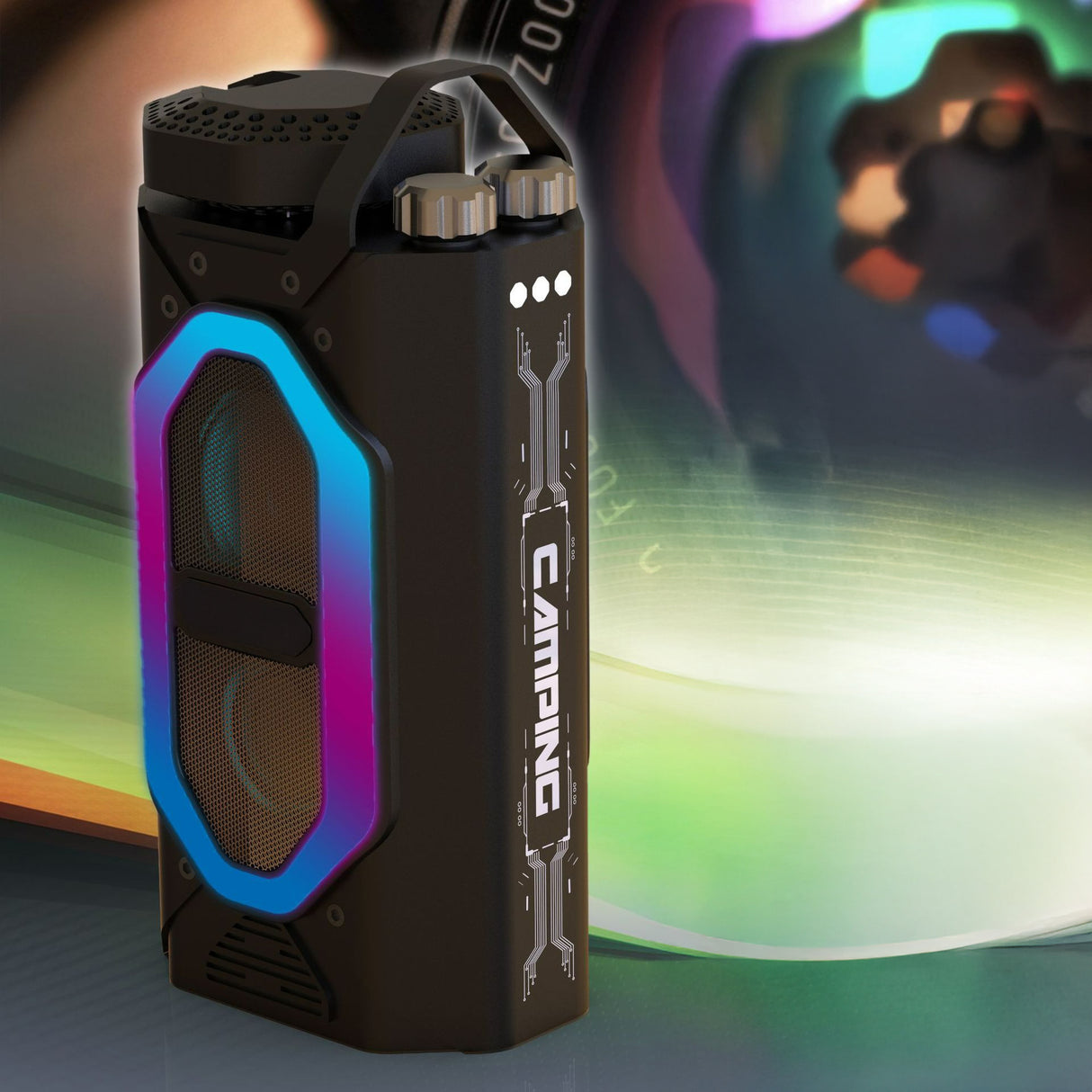 Multi-Function Camping Light and Speaker with RGB Glow