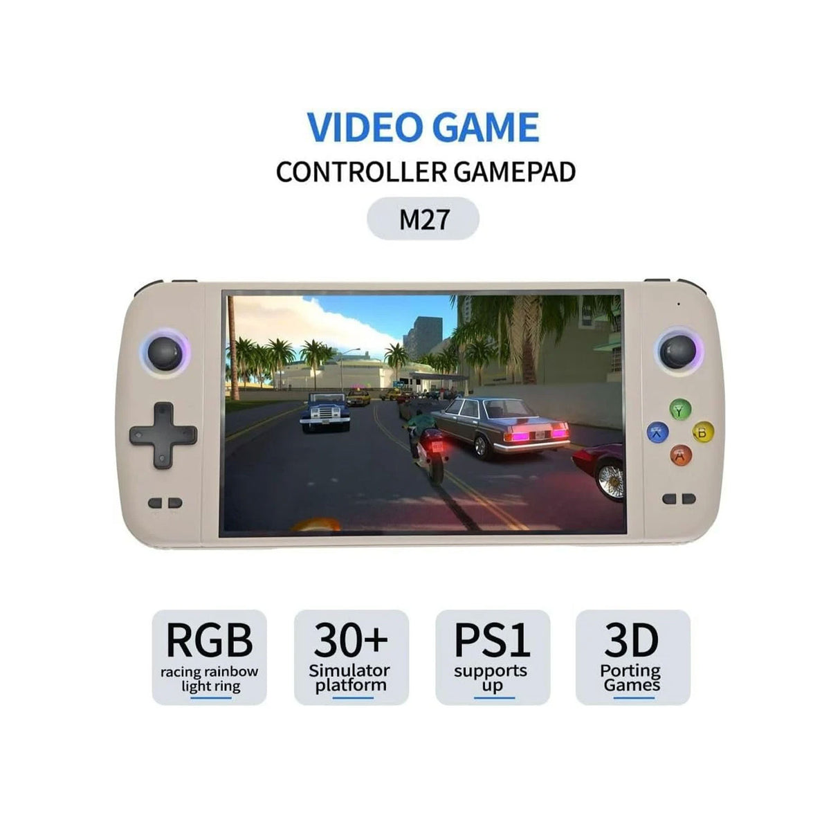 M27 Retro Handheld Game Console 7 Inch IPS Display 30+ Emulators Portable Gaming System with 3000mAh Battery by SJGAM