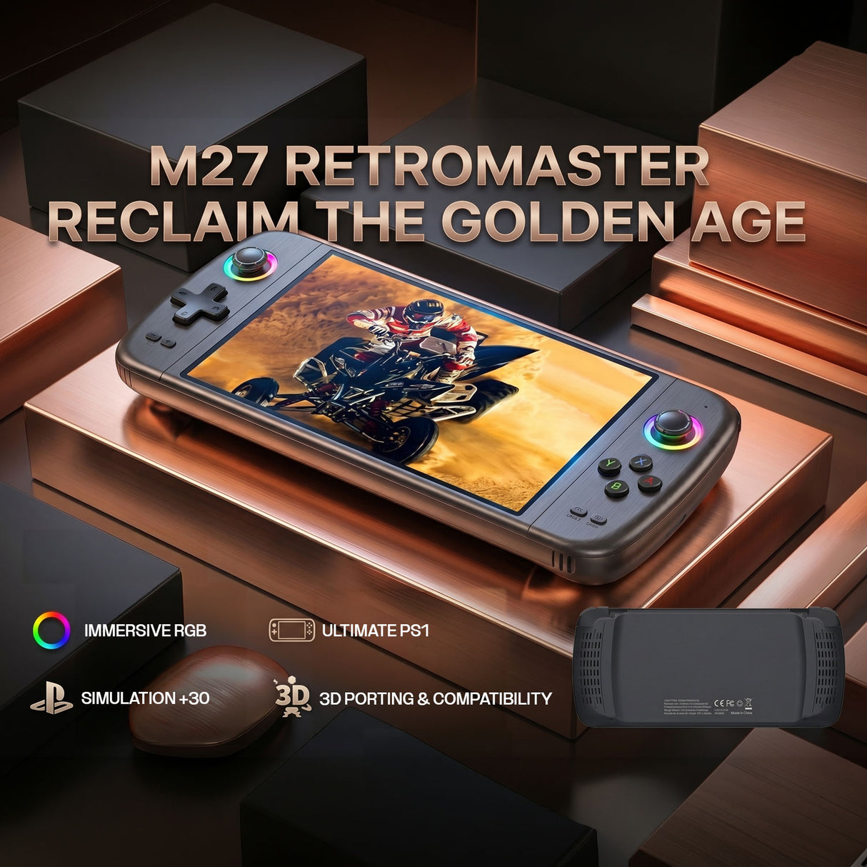 M27 Retro Handheld Game Console 7 Inch IPS Display 30+ Emulators Portable Gaming System with 3000mAh Battery by SJGAM
