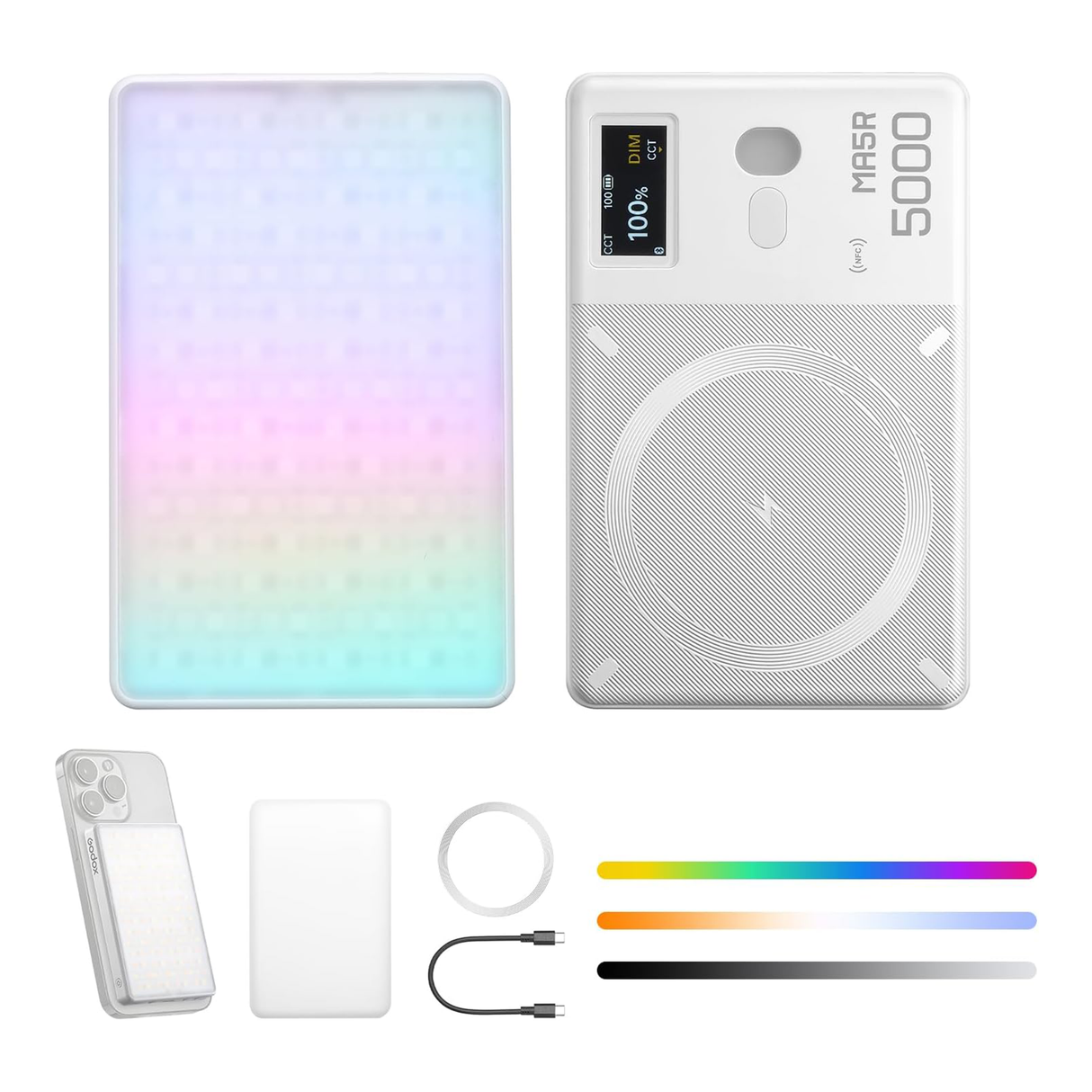 Magnetic Charging Full color LED - Selfie Light & Power Bank by Godox | RGB selfie light | SASKA Trading Dubai UAE