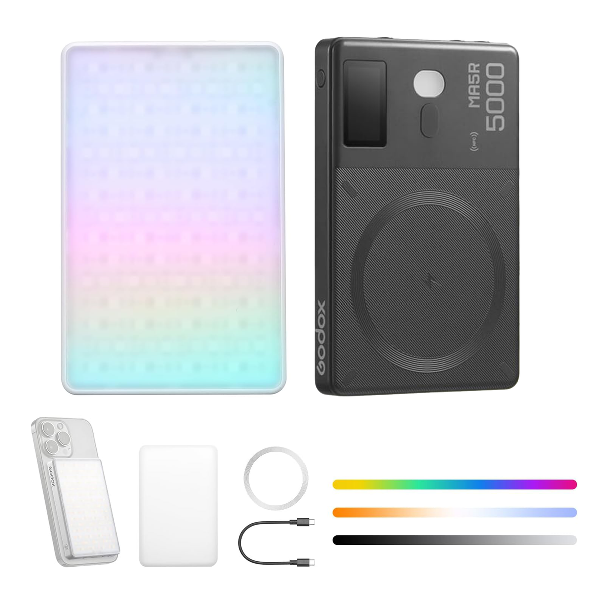 Magnetic Charging Full color LED - Selfie Light & Power Bank by Godox | RGB selfie light | SASKA Trading Dubai UAE