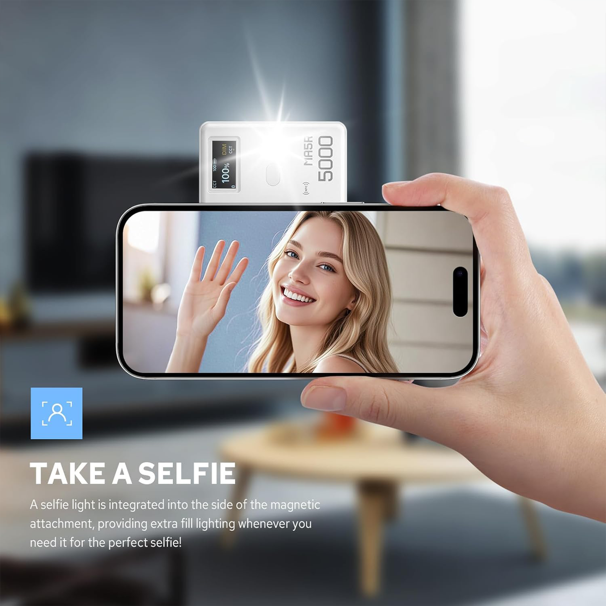 Magnetic Charging Full color LED - Selfie Light & Power Bank by Godox | RGB selfie light | SASKA Trading Dubai UAE