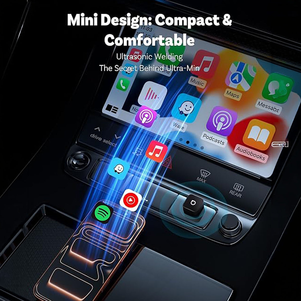 CP88-T2 Mini Slim Wireless CarPlay & Android Auto Adapter for Wired Cars by Ottocast
