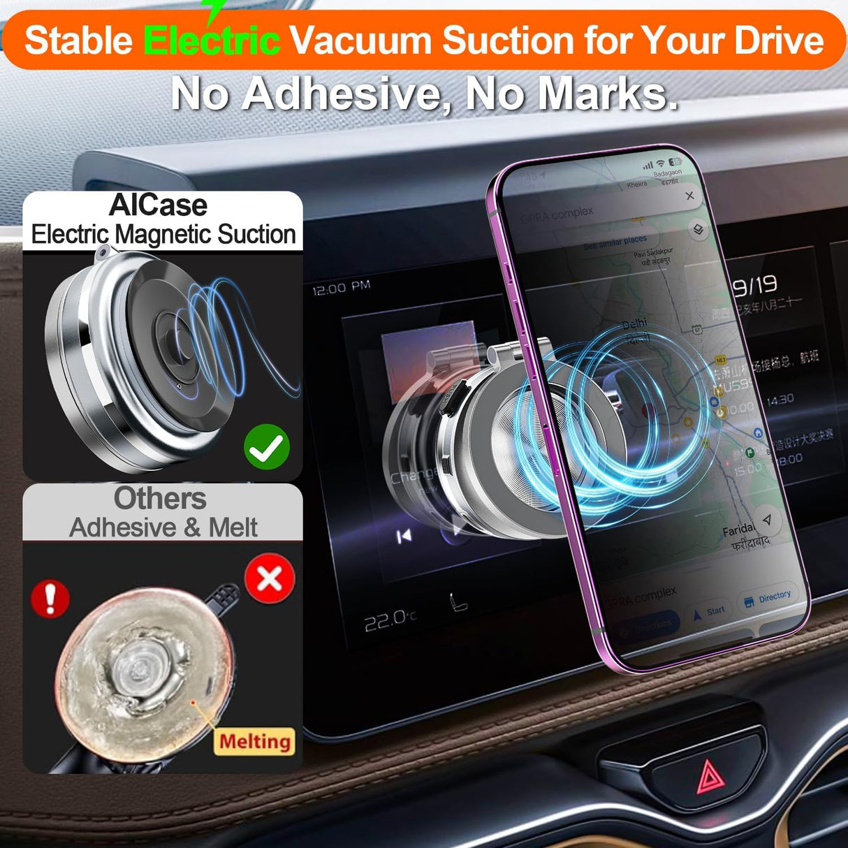 Magnetic Vacuum Suction Phone Holder C1 - 360 Degree Rotatable