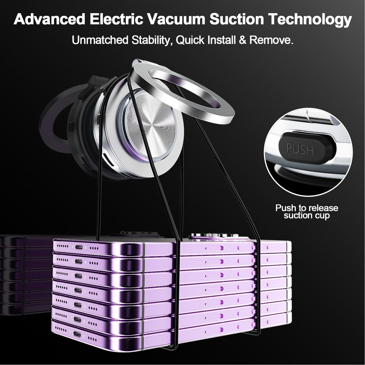 Magnetic Vacuum Suction Phone Holder C1 - 360 Degree Rotatable