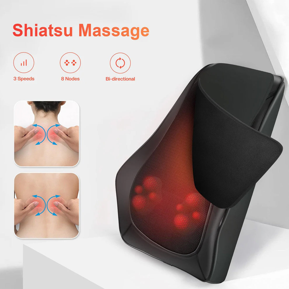 Ultra Slim Back & Neck Massager 1228 with 3D Shiatsu Deep Kneading & Heat by Comfier