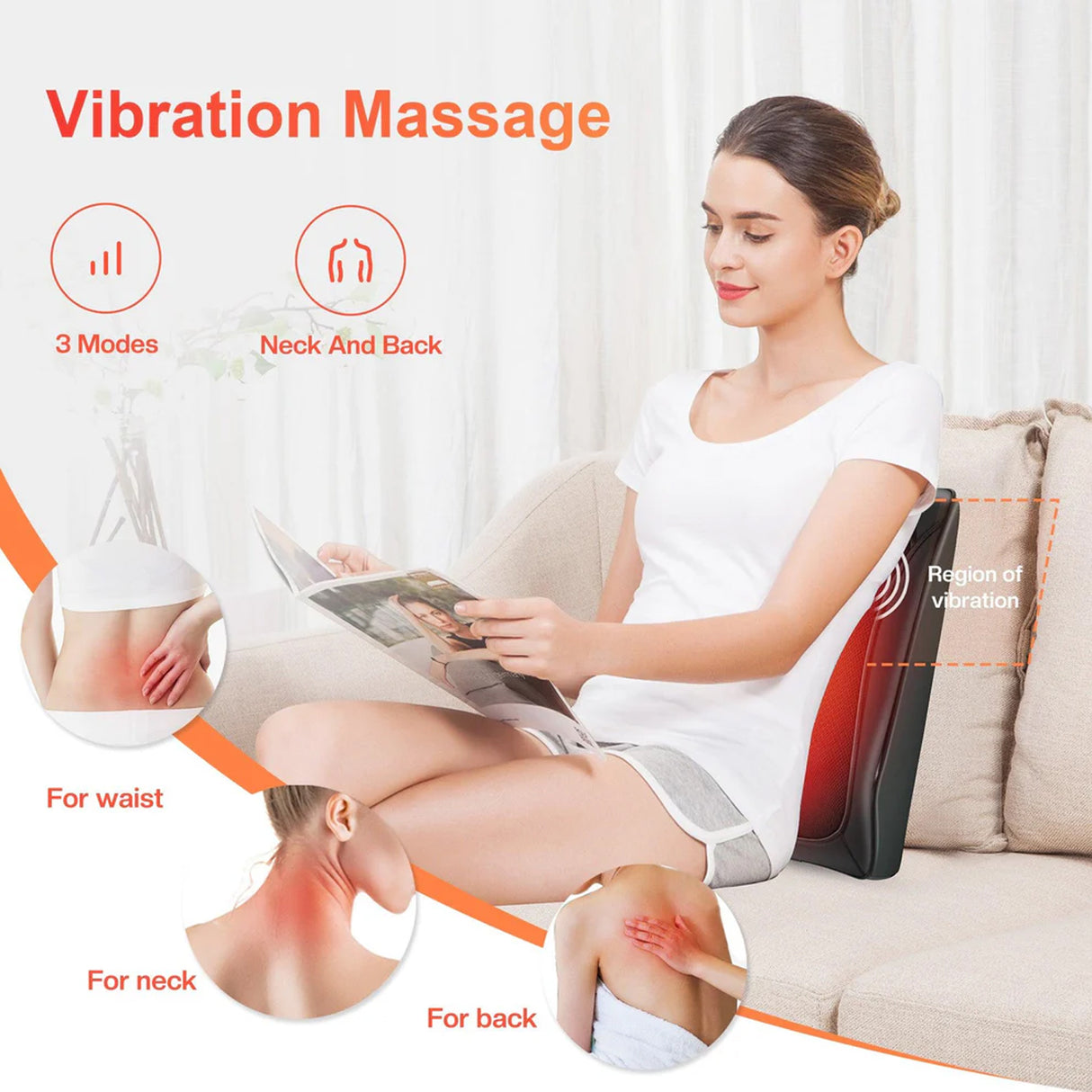 Ultra Slim Back & Neck Massager 1228 with 3D Shiatsu Deep Kneading & Heat by Comfier