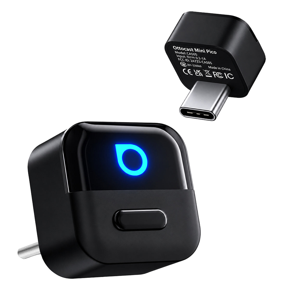 محول Mini Pico اللاسلكي 2 في 1 لـ CarPlay وAndroid Auto مع إعادة اتصال تلقائية سريعة وتشغيل بالتوصيل المباشر من Ottocast