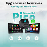 محول Mini Pico اللاسلكي 2 في 1 لـ CarPlay وAndroid Auto مع إعادة اتصال تلقائية سريعة وتشغيل بالتوصيل المباشر من Ottocast
