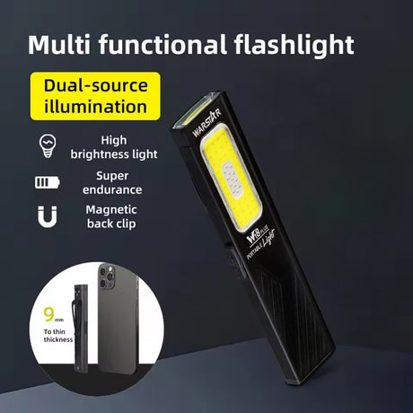 WT8 Flashlight Multi-Function, Magnetic Clip Aluminum, High Lumen EDC, USB-C Rechargeable by WARSTAR | Flashlight | SASKA Trading