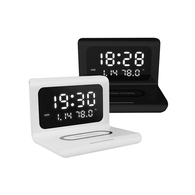 Digital Alarm Clock With Wireless Charger