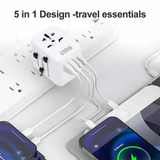Multifunctional Travel Socket ST-1009U 2500W with 5 Ports, USB & Type-C by Winning Star | Universal Socket | SASKA Trading