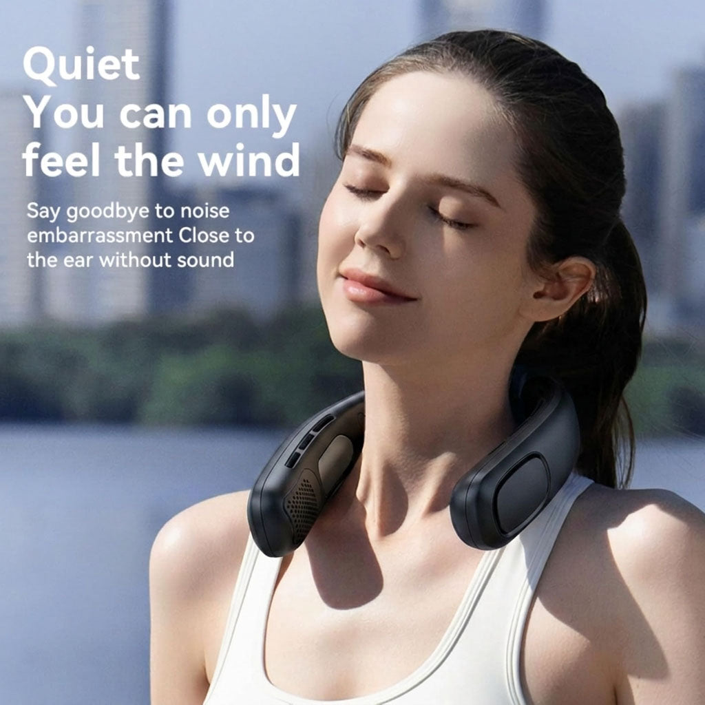 N90 Cold Compress Neck Fan – Semiconductor Ice Cooling, 4000mAh Rechargeable Battery, 5-Speed Hands-Free Portable Cooling Fan with LED Display