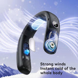 N90 Cold Compress Neck Fan – Semiconductor Ice Cooling, 4000mAh Rechargeable Battery, 5-Speed Hands-Free Portable Cooling Fan with LED Display