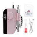 Portable Electric Nail Drill Machine HX-102, Rechargeable Cordless Nail Polisher with LCD Display pink - saska uae , saska.ae