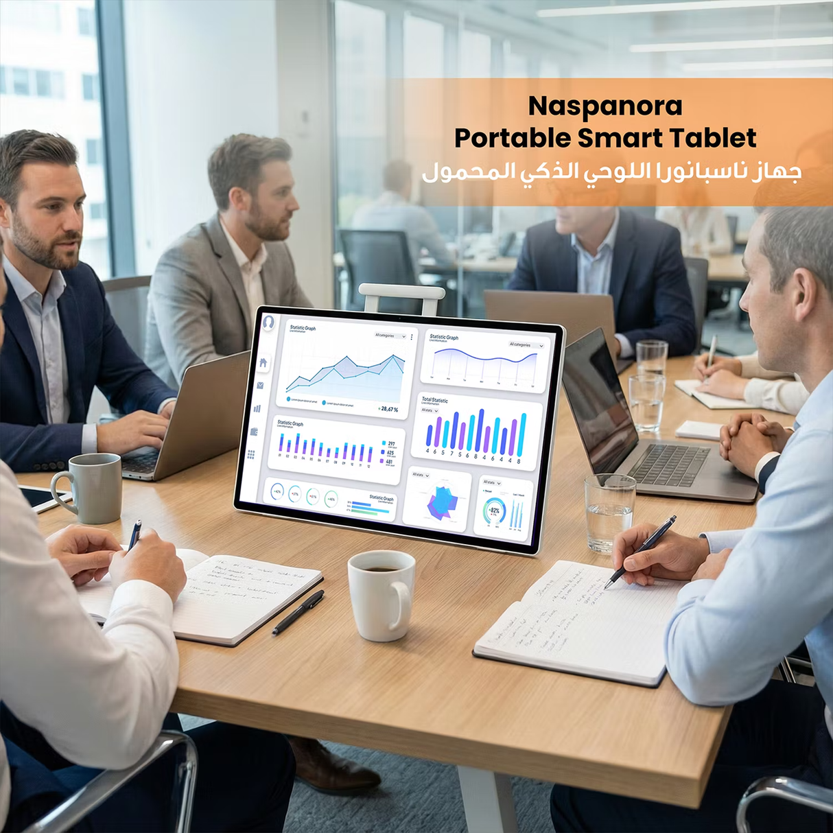 Naspanora 24.5″ Portable Smart Tablet – Android 14 Touch Display with Stereo Speakers by Porodo | Portable Smart Tablet | SASKA Trading