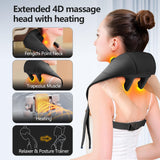 4D Neck & Shoulder Massager with Heat, 3 Speeds, Quiet, Rechargeable by Green Lion