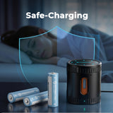 Neon Smart Battery Charging Case with 8 Rechargeable AA Batteries, USB-C Fast Charging & LED Display by Powerology