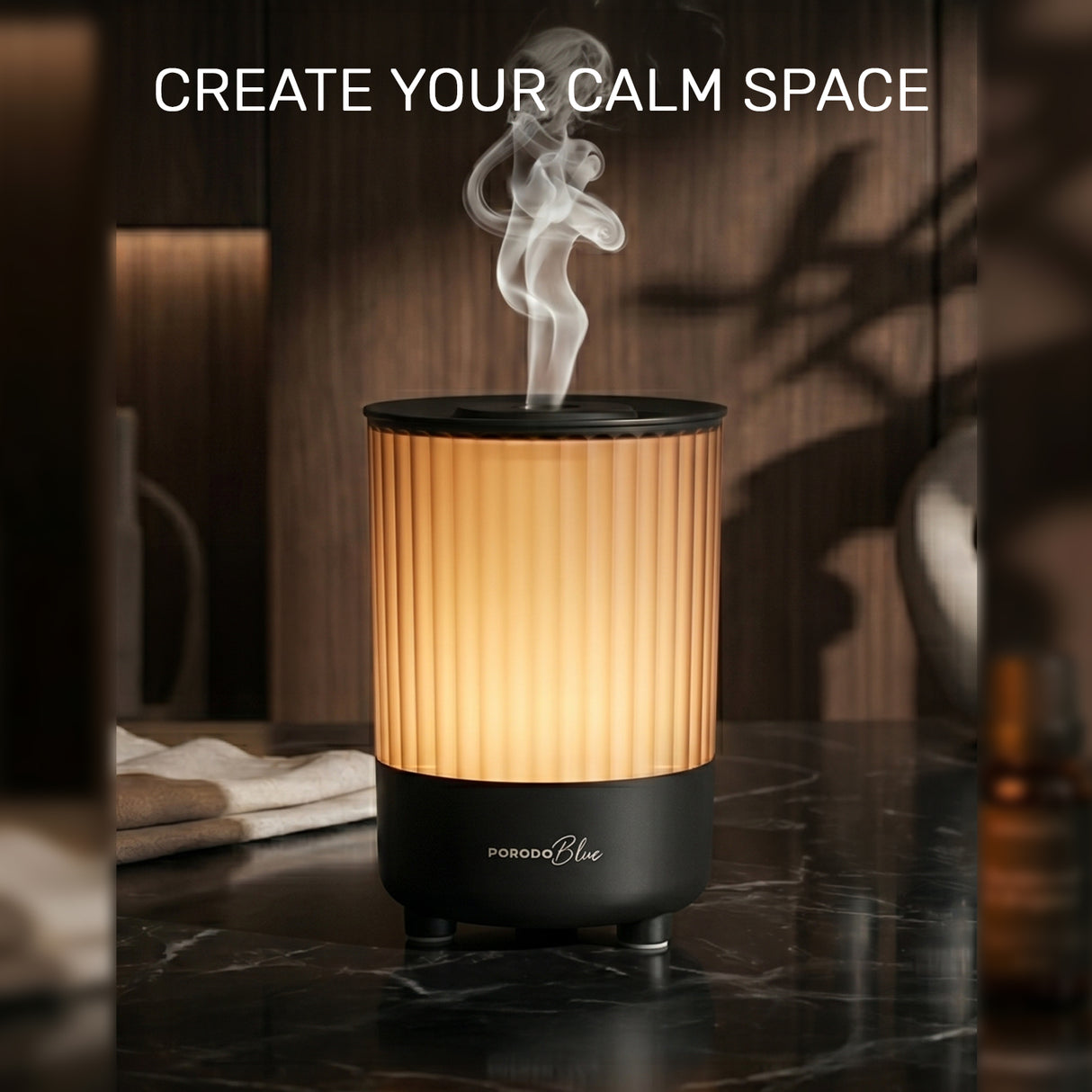Noa Aroma Diffuser with 7 Color Lights & 150mL Water Tank – USB-C Portable Aromatherapy Humidifier by Porodo