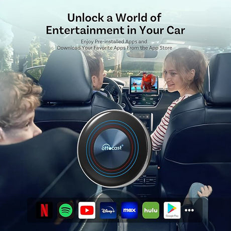 i3 AI Box Android 13 Wireless CarPlay Adapter with 4G SIM, 8-Core Processor, YouTube, Netflix, Disney+, TikTok, Split Screen & Google Play Support by OTTOCAST