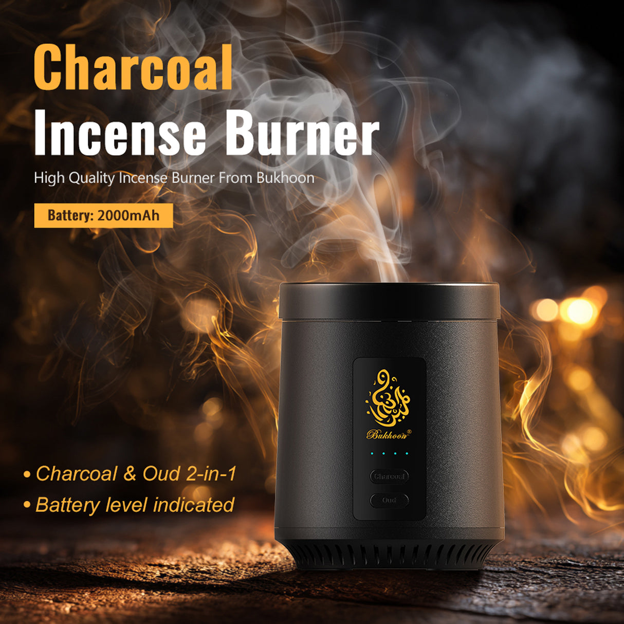 2-in-1 Electric Bakhoor Burner for Charcoal & Oud – Portable Electric Mabkhara Incense Burner (B39)