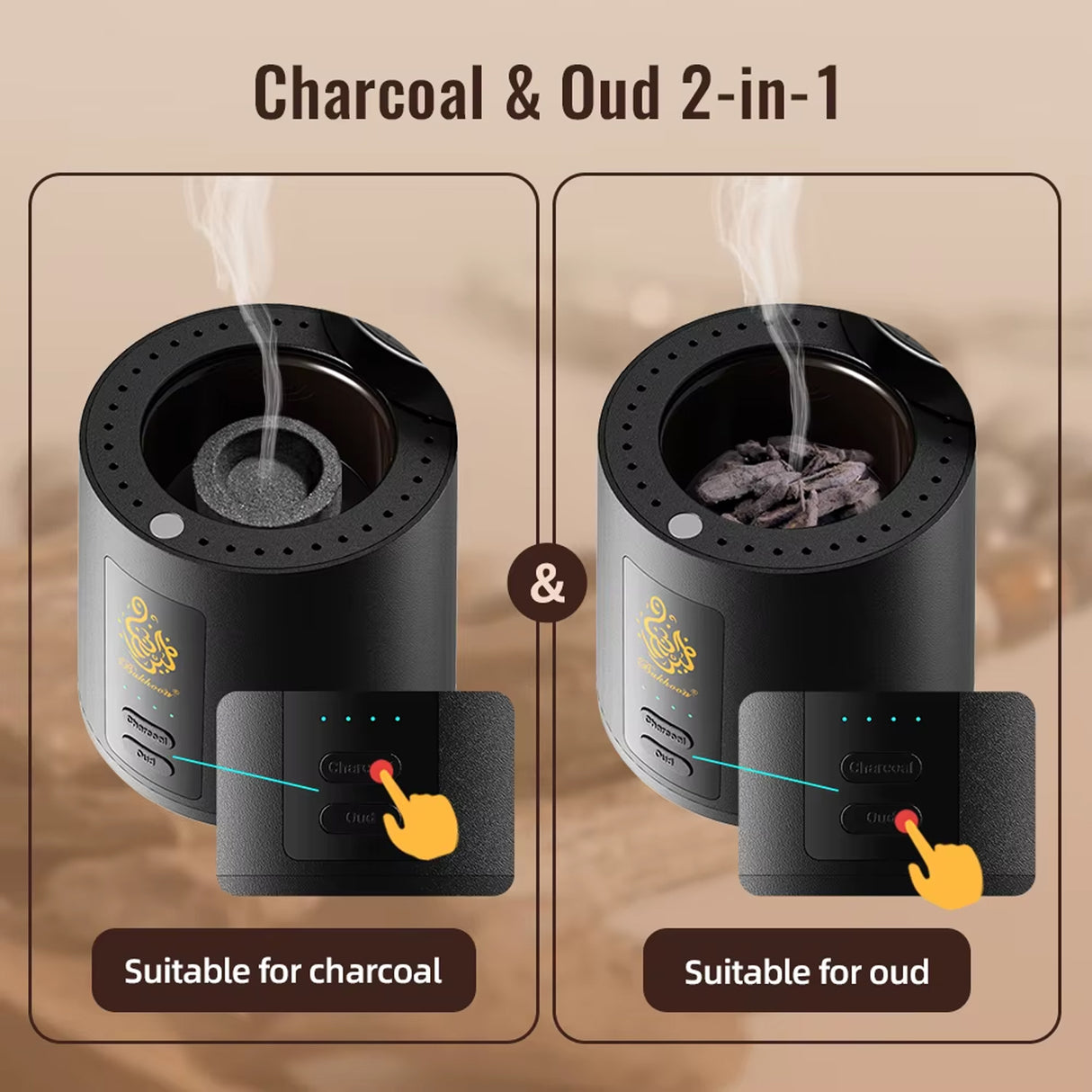 2-in-1 Electric Bakhoor Burner for Charcoal & Oud – Portable Electric Mabkhara Incense Burner (B39)