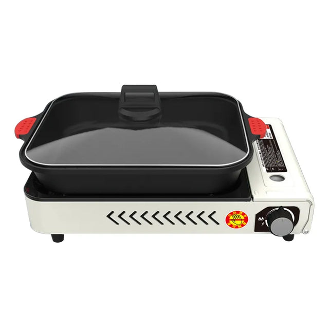 Outdoor Camping Gas Stove with BBQ Grills Grid and Fry Pan