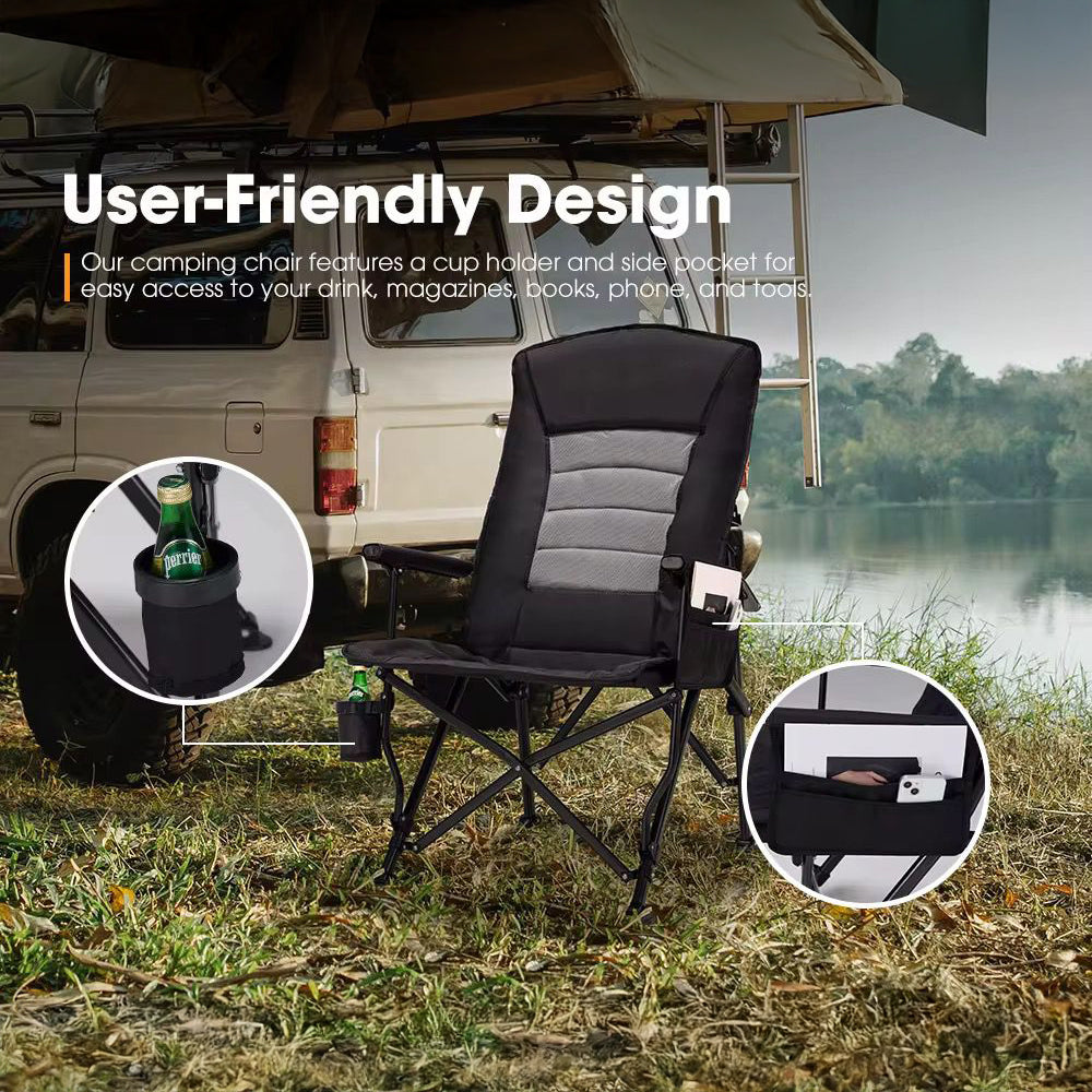 Heavy Duty Camping Chair for Adults – Oversized Folding Chair with Adjustable Backrest