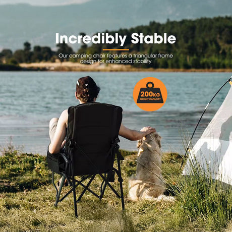 Heavy Duty Camping Chair for Adults – Oversized Folding Chair with Adjustable Backrest | Foldable Chair | SASKA Trading