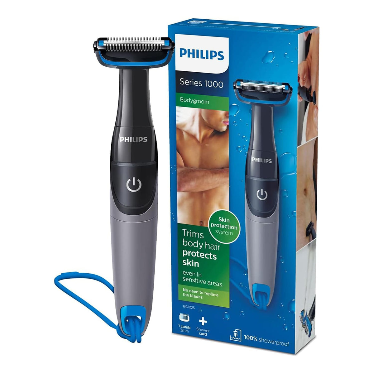 Skin Friendly Showerproof Body Groomer Shaver For Men, Safe For All Body Areas, Including Private Parts BG1025/15 by Philips